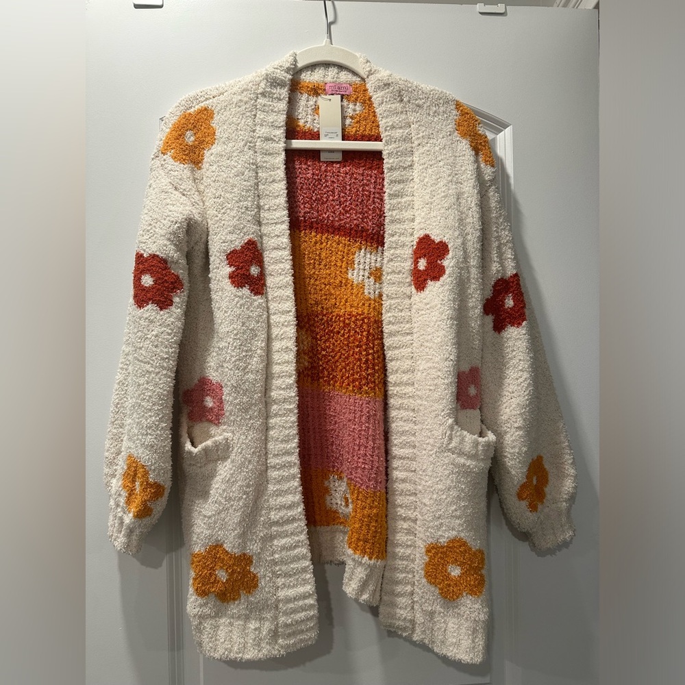 Francesca’s flower cardigan sweater